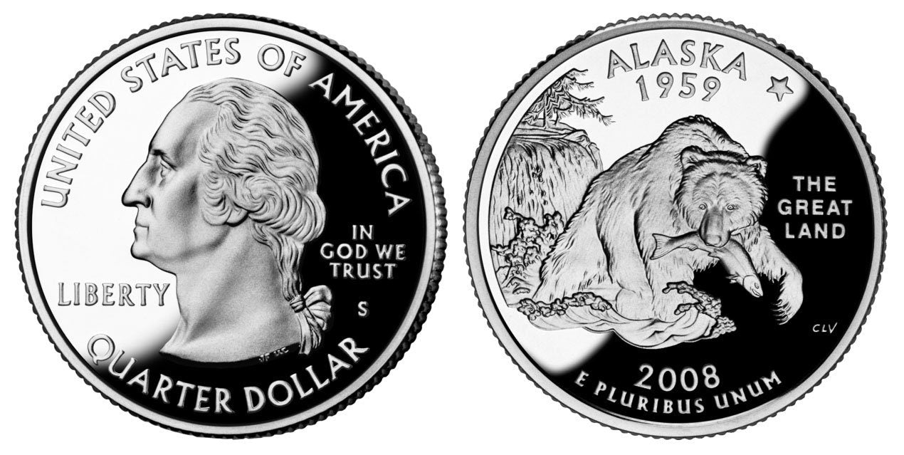 Alaska US State Quarter Coin Ring