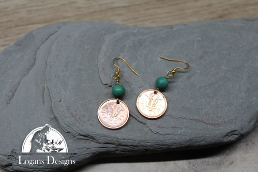 Barbados 1 Cent coin earrings