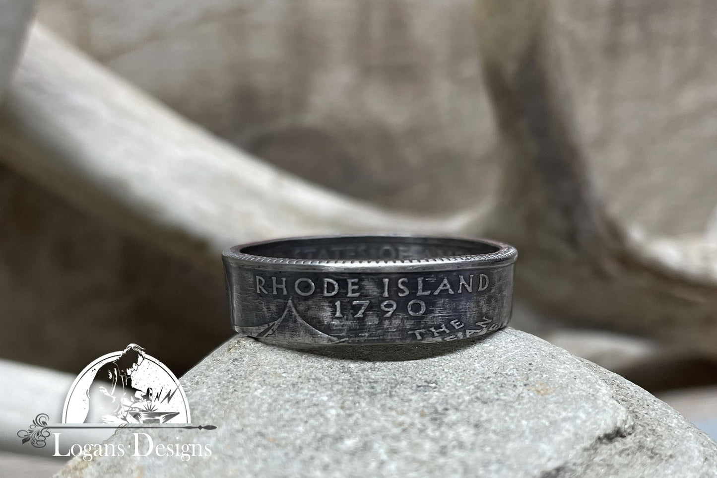 Rhode Island US State Quarter Coin Ring