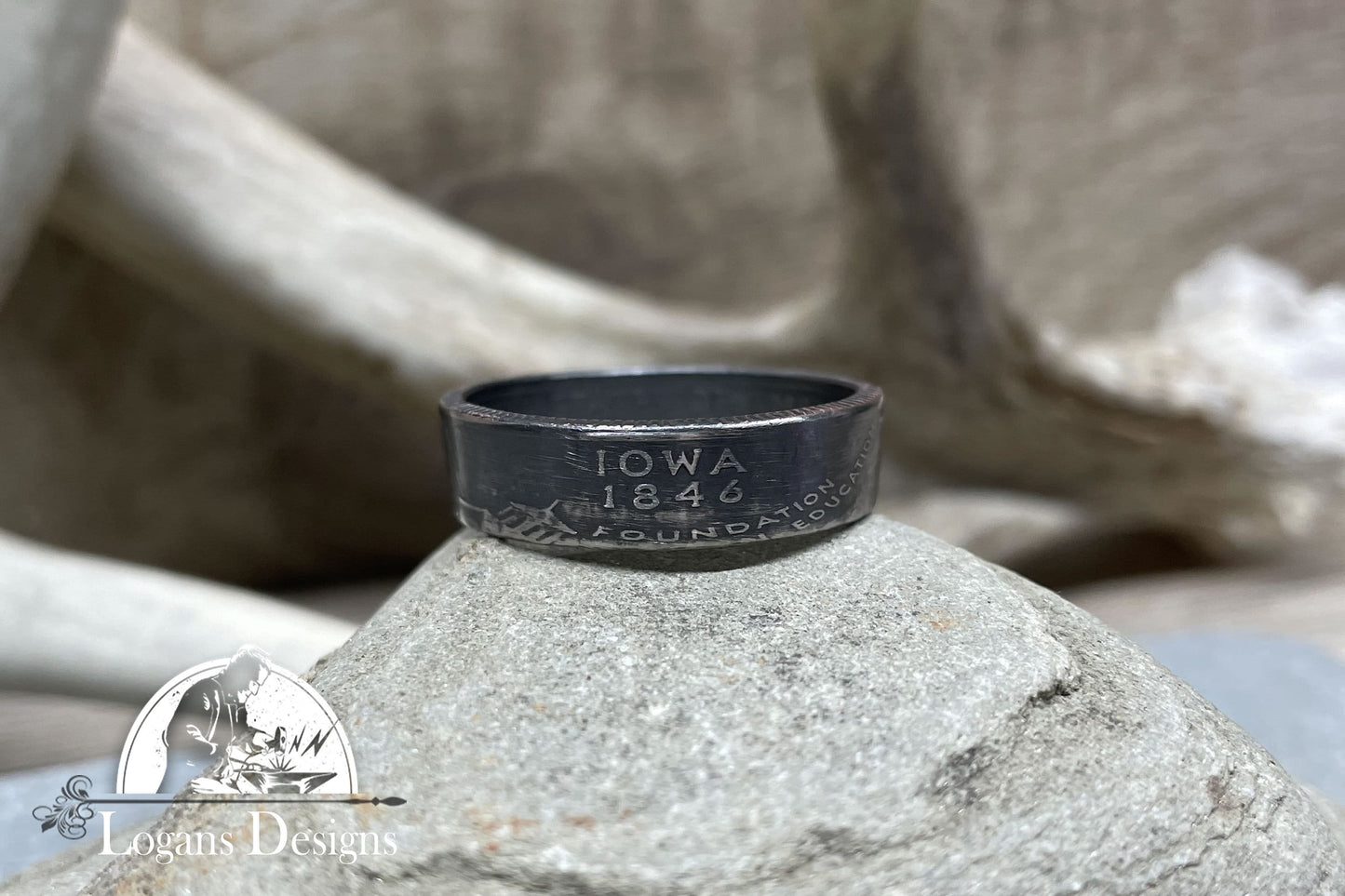 Iowa US State Quarter Coin Ring