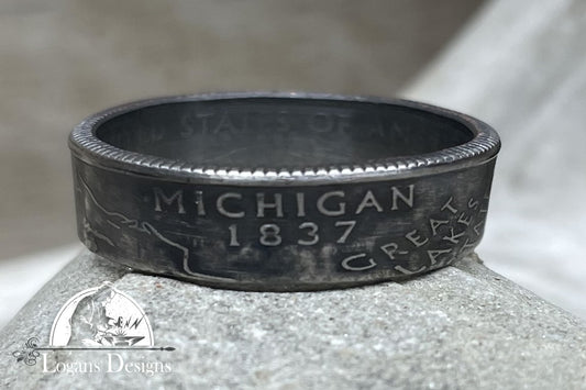 Michigan US State Quarter Coin Ring