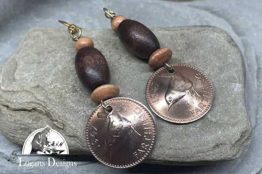 Domed 1947 Farthing Earring | Gift for Women | Travel Jewelry | Souvenir jewelry L7001
