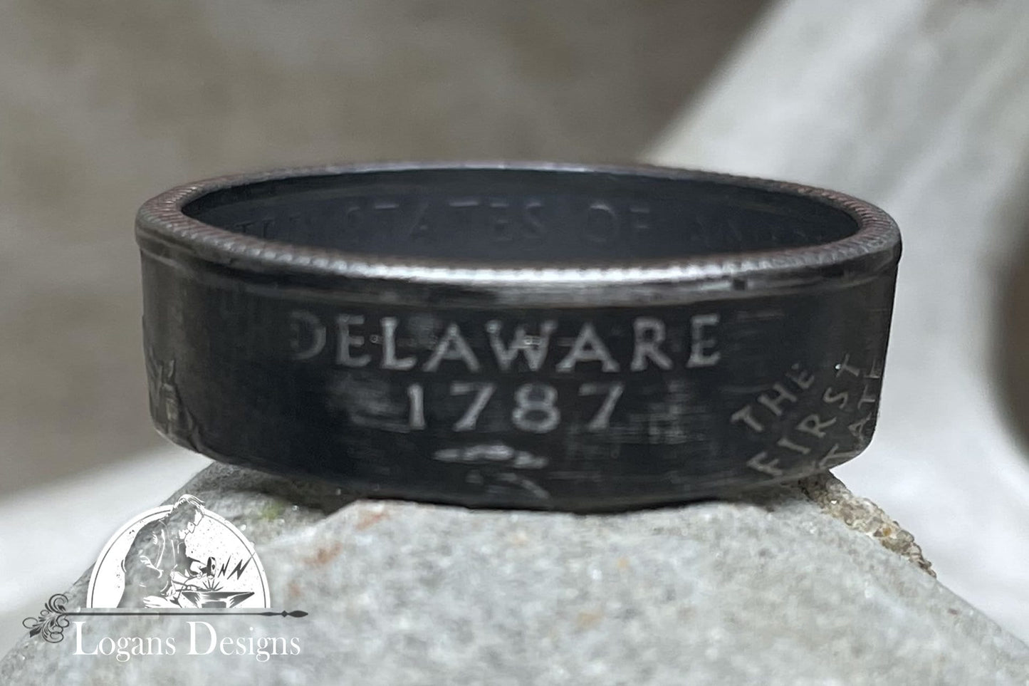Delaware US State Quarter Coin Ring Size