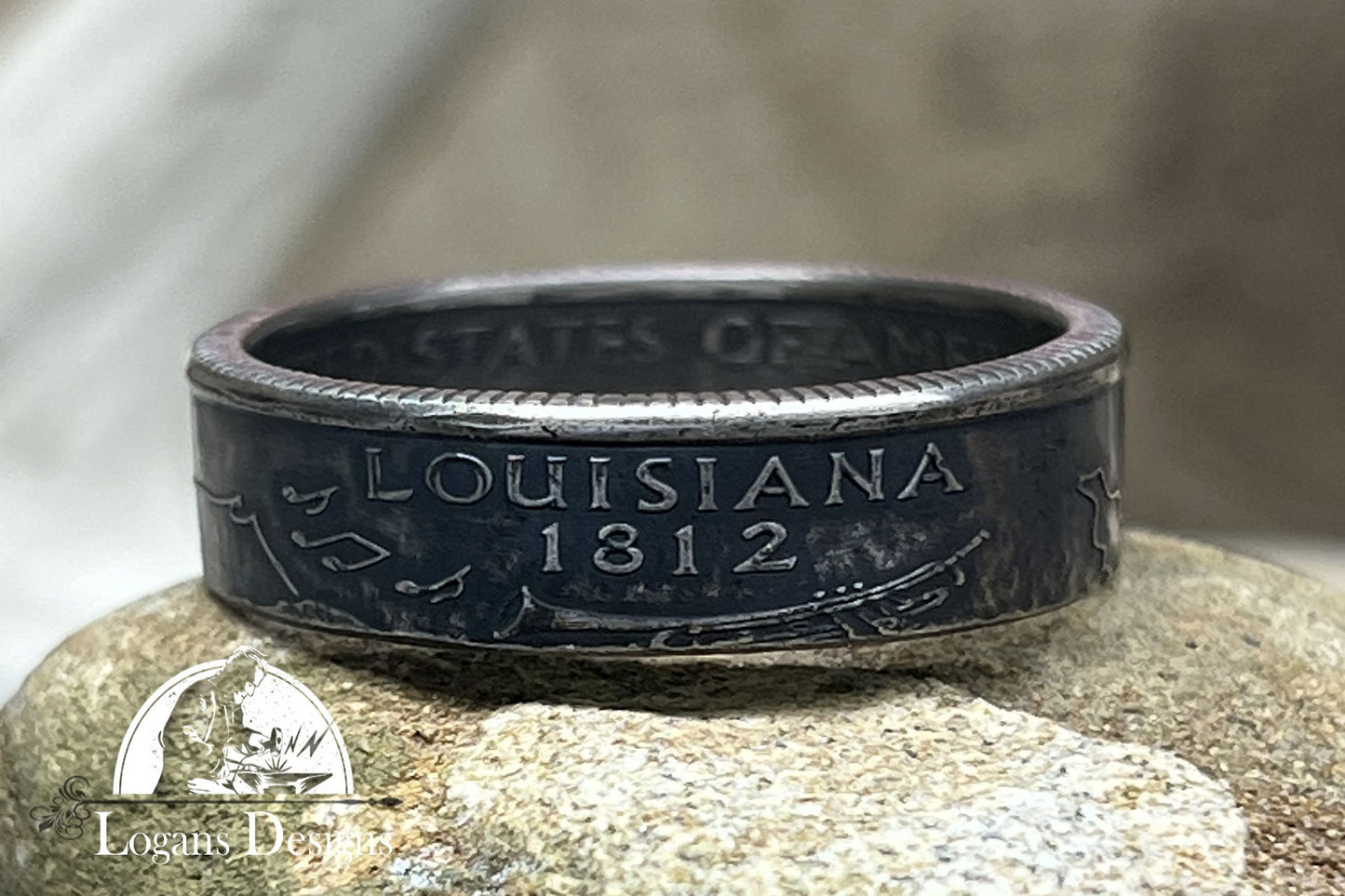 Louisiana US State Quarter Coin Ring