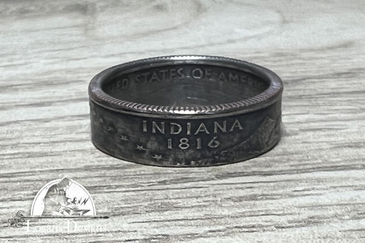 Indiana US State Quarter Coin Ring