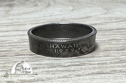 Hawaii's US State Quarter Coin Ring