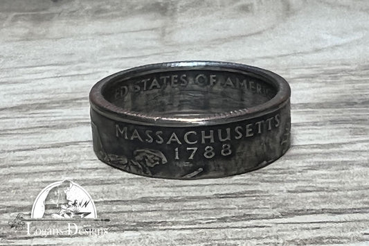 Massachusetts US State Quarter Coin Ring