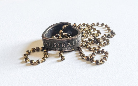 Australia Half Penny coin Heart Pendant