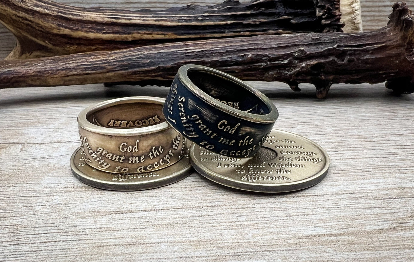 Serenity Prayer AA Ring, Sobriety, AA anniversary, Alcoholics Anonymous, Coin Ring, AA Coin, Coin Rings, Recovery Gift 5-14
