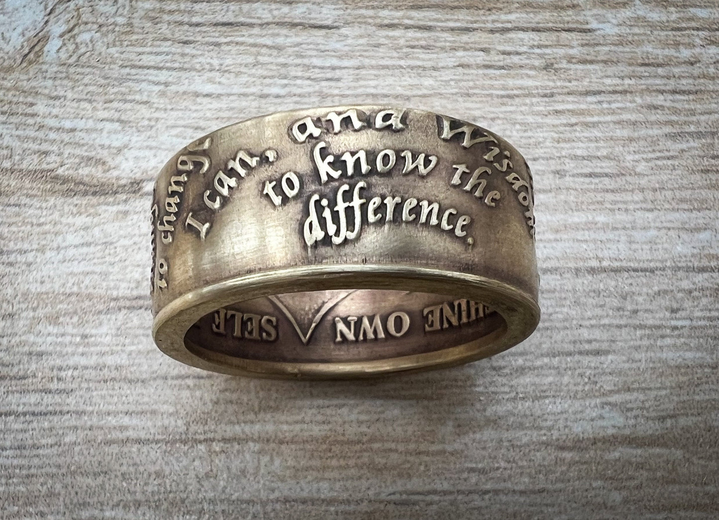 Serenity Prayer AA Ring, Sobriety, AA anniversary, Alcoholics Anonymous, Coin Ring, AA Coin, Coin Rings, Recovery Gift 5-14